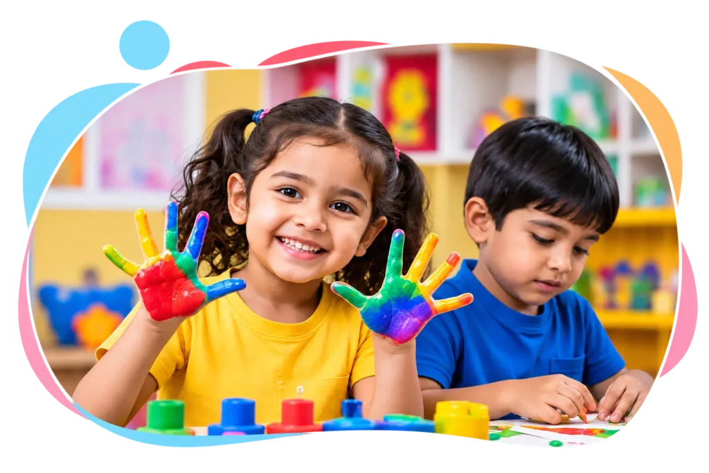 Smiling child at Krish Elite preschool in ECIL, Hyderabad