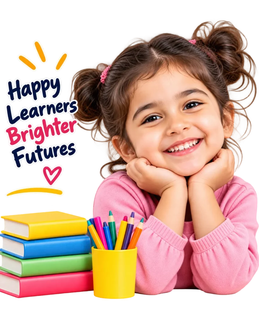 Little girl smiling during a hands-on learning activity at Krish Elite