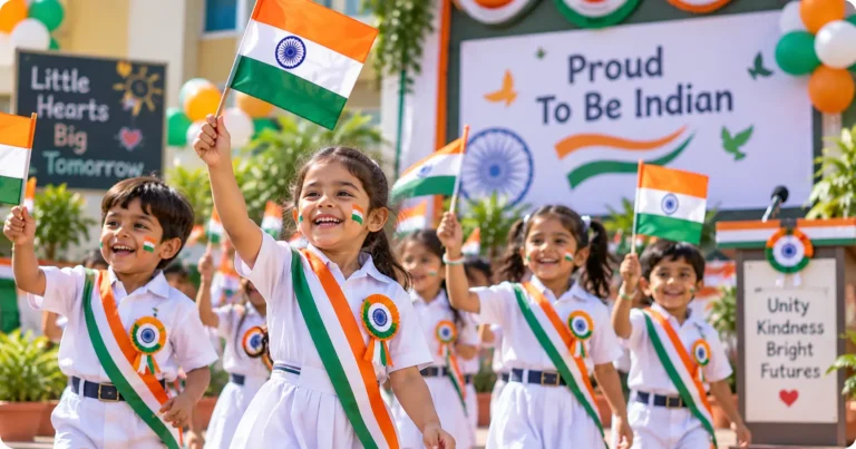 Children taking part in a national day celebration at school